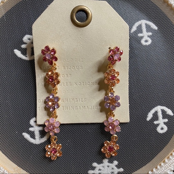 Anthropologie Jewelry - NWT Anthropologie Purple Floral Long Earrings